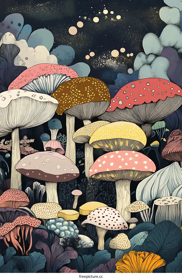 Fantasy Mushroom Forest Illustration
