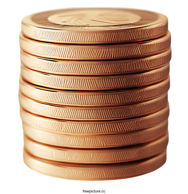 [Transparent Background PNG]Stacked Gold Coins Close-up Image