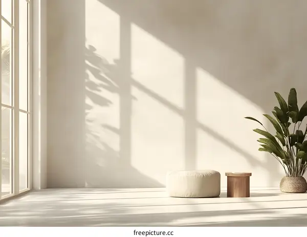 Minimalist Interior Design With Sunlight Streaming Through Window