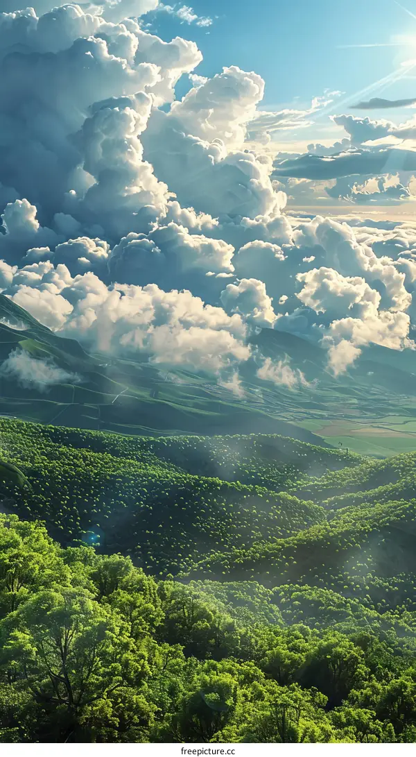 Majestic Cloudscape Over Lush Mountains