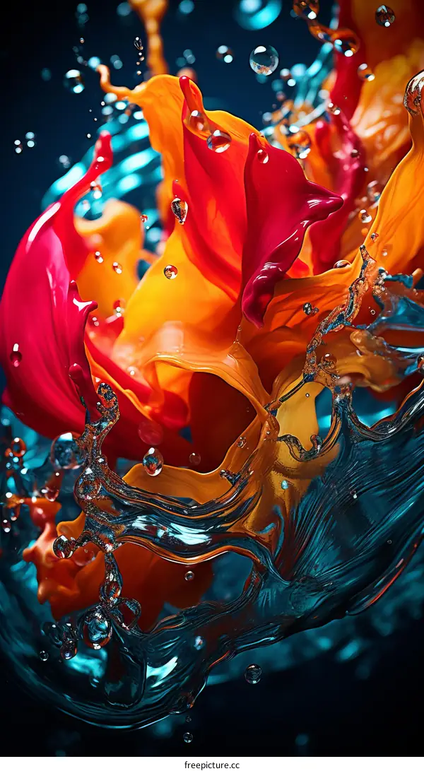Colorful paint swirls and splashes