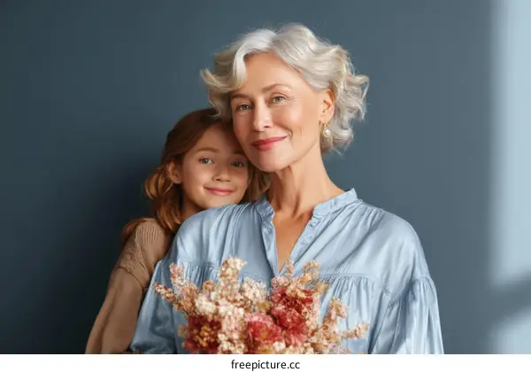 Grandmother and Granddaughter Affectionate Portrait