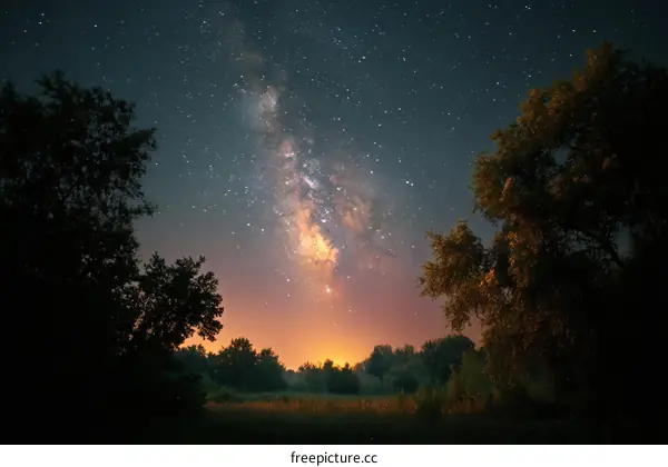Night Sky Milky Way Over Trees