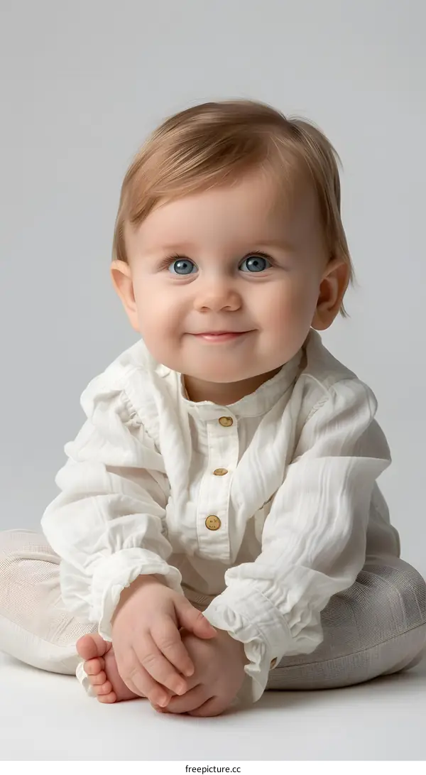 Smiling Baby in White Shirt
