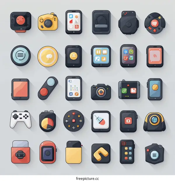 A set of 30 flat icons for mobile apps and web