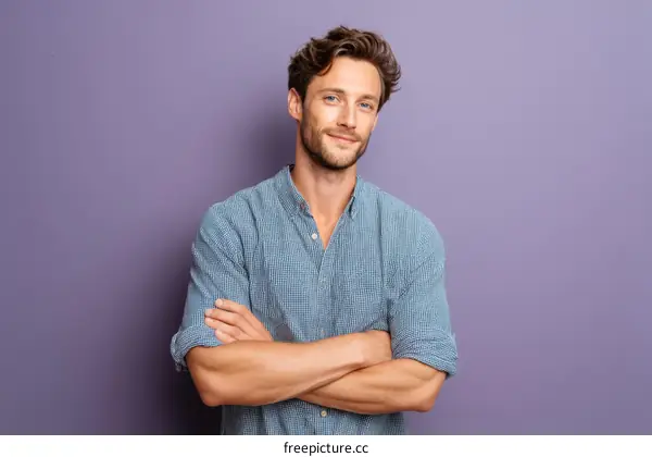 Confident Caucasian Man Studio Portrait
