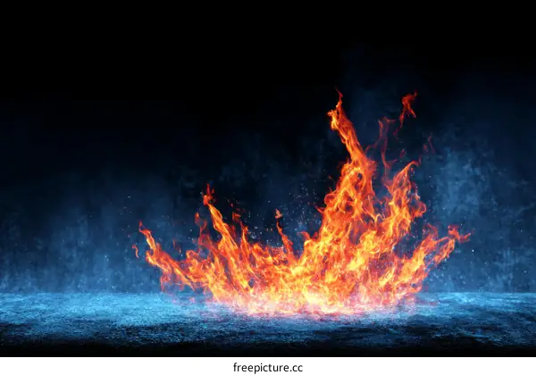 Fiery Flames Against a Dark Background