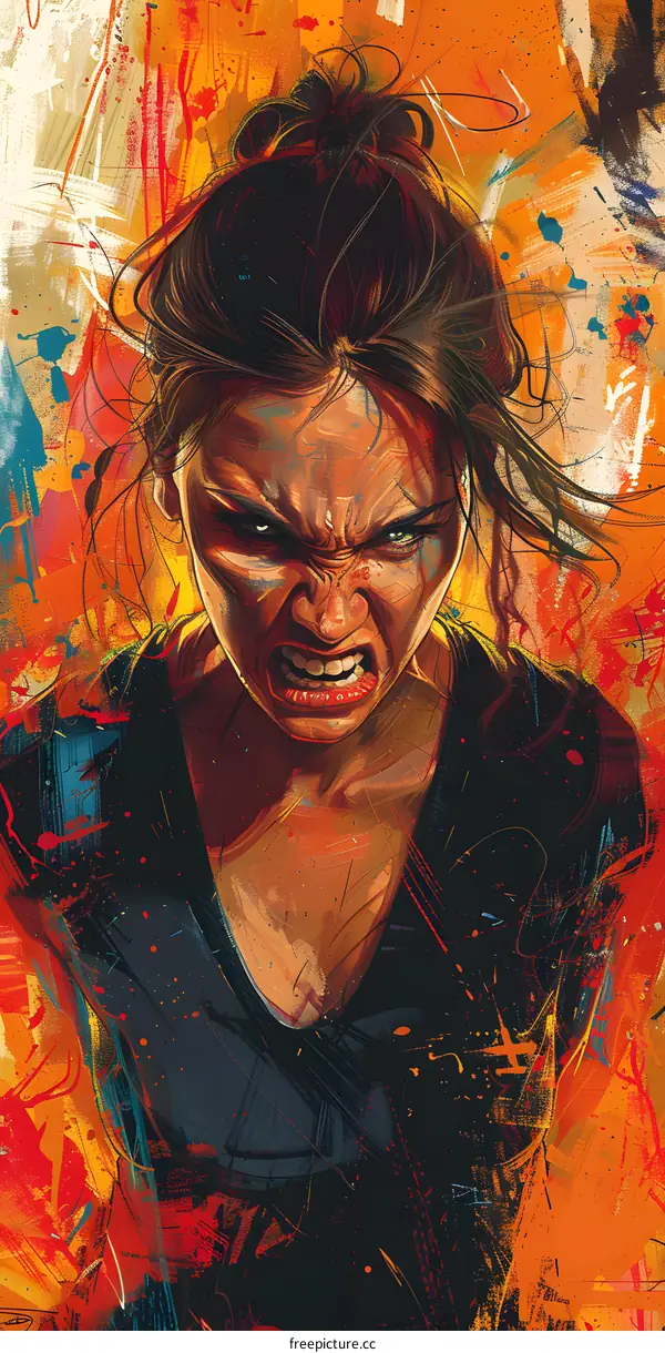 Portrait of an angry young woman