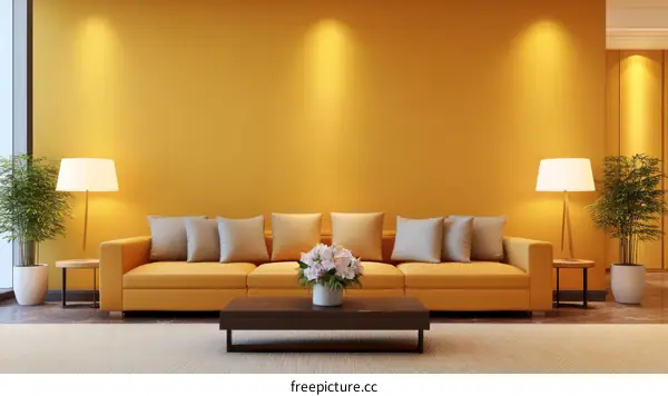 Modern Living Room with Mustard Yellow Walls