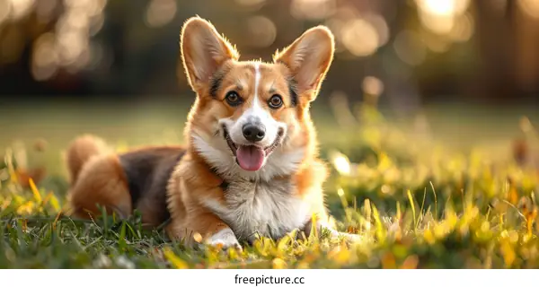 Adorable Corgi Puppy Frolicking in the Meadow