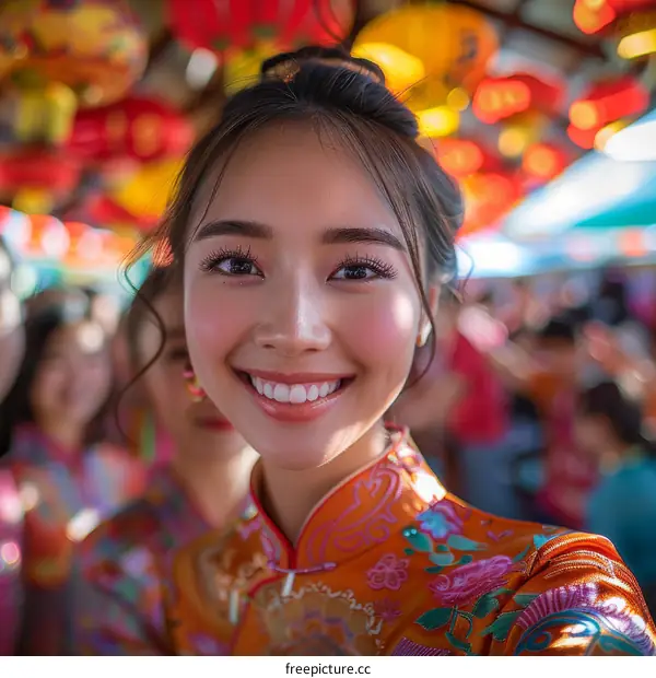 Young Asian Woman Celebrating Chinese New Year