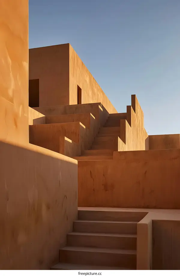 Modern Architecture with Staircase and Walls of a Building