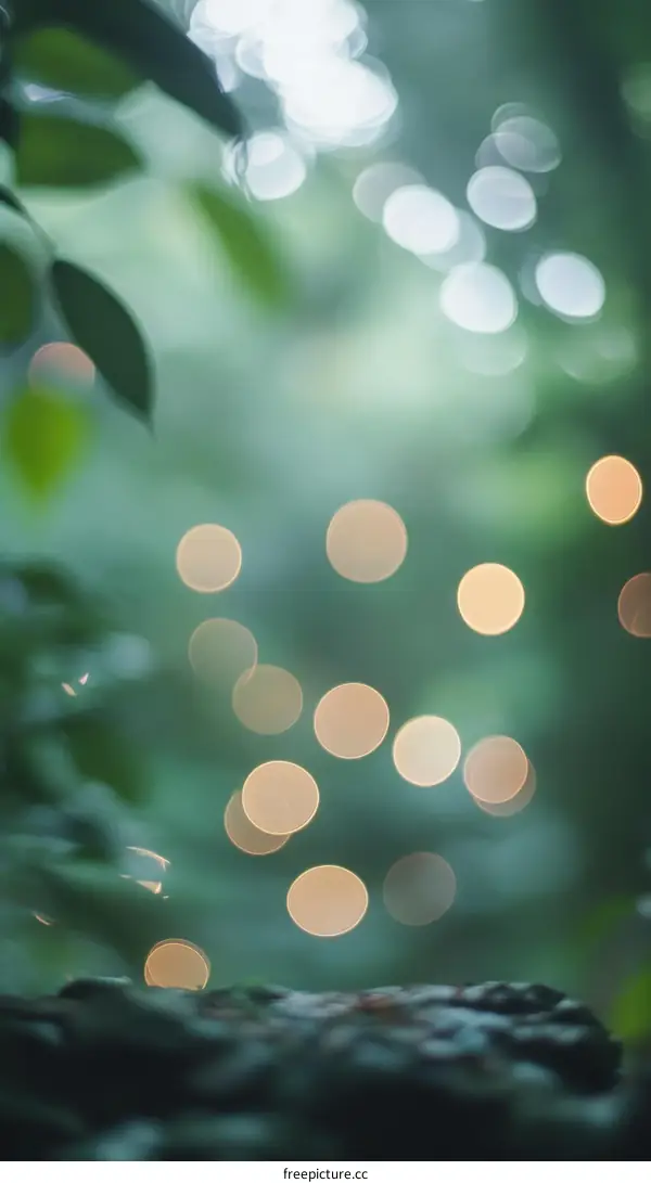 Nature Bokeh Background with Green Leaves