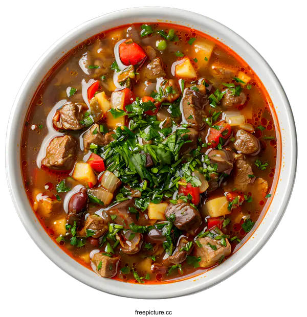 [Transparent Background PNG]Hearty Beef and Vegetable Soup