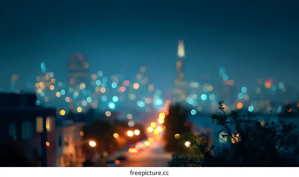 Blurred Night City Lightscape
