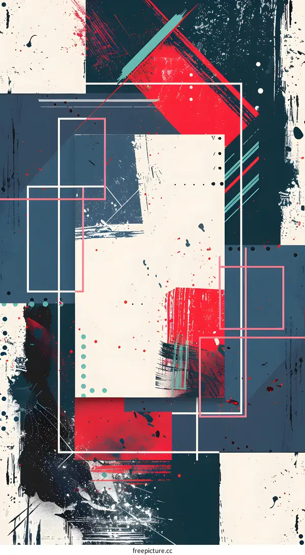 Abstract Geometric Shapes Background With Red, Blue and White Colors