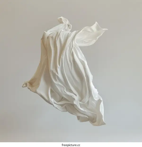 White cloth flying in the air