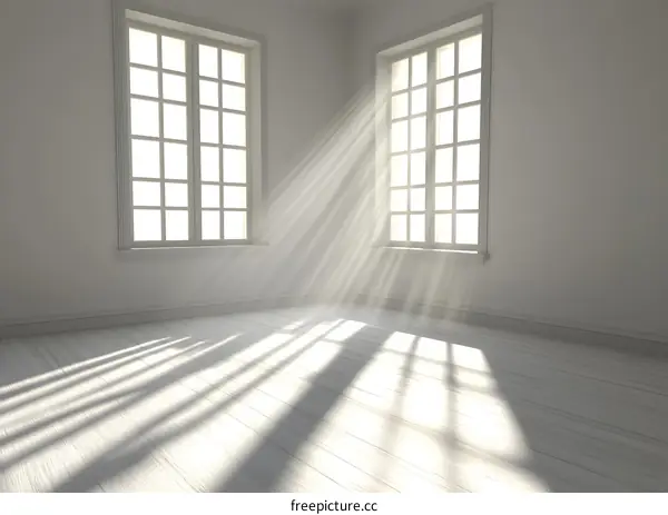 Empty Room With Sunlight Through Windows