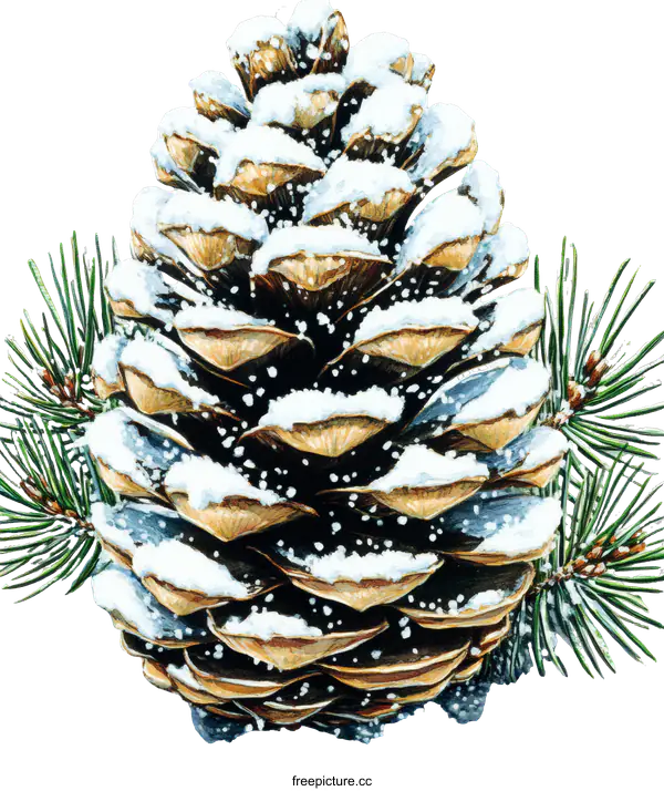 [Transparent Background PNG]Winter Pine Cone with Snow