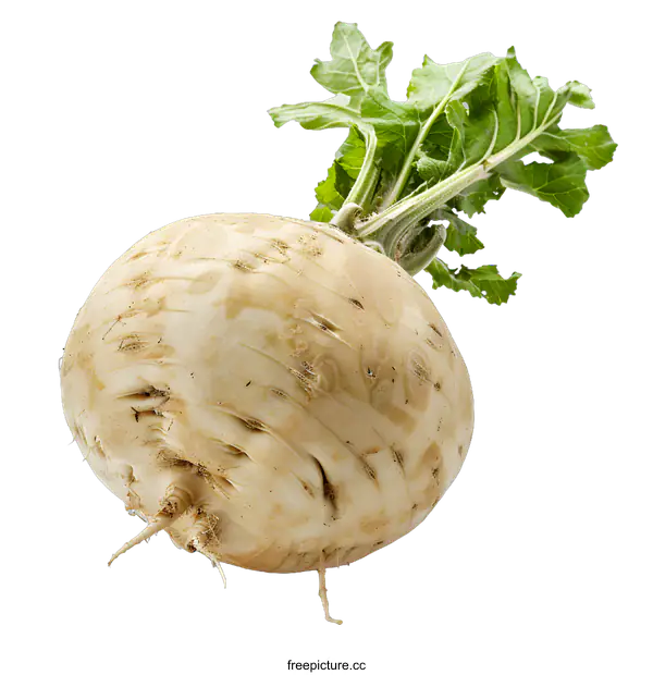 [Transparent Background PNG]Fresh Turnip Root Vegetable With Green Leaves