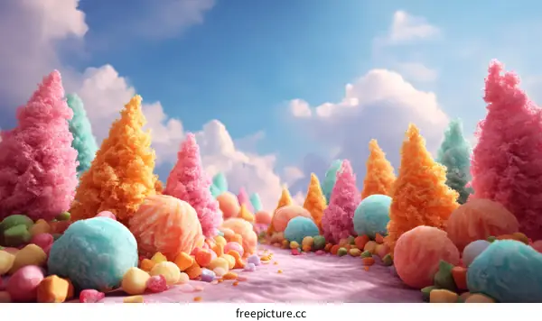 Colorful Candy Land Forest Scene