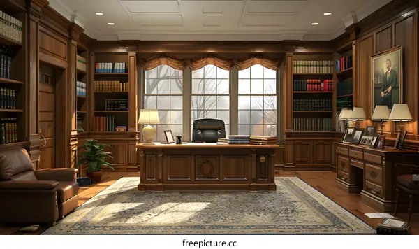 Luxury wood home office library