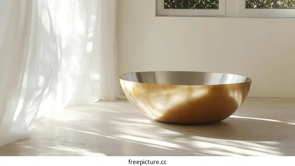 Modern Minimalist Copper Bowl in a Light Filled Room