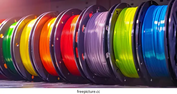 Colorful 3D Printer Filament Spools for Additive Manufacturing