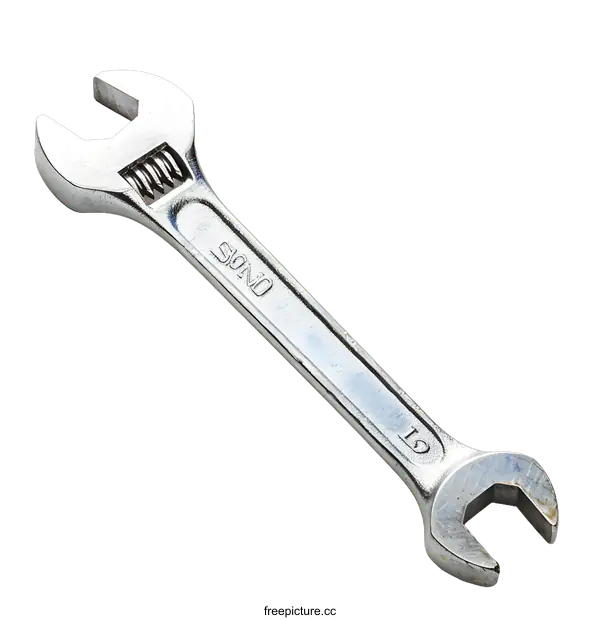 [Transparent Background PNG]Silver Adjustable Wrench on White Background