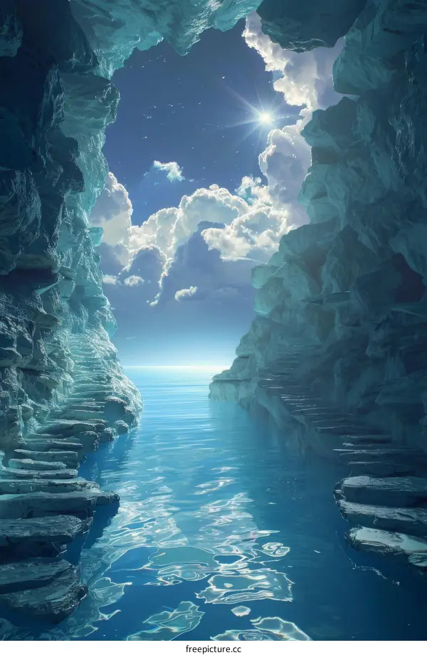 Mystical Cave Landscape with Water