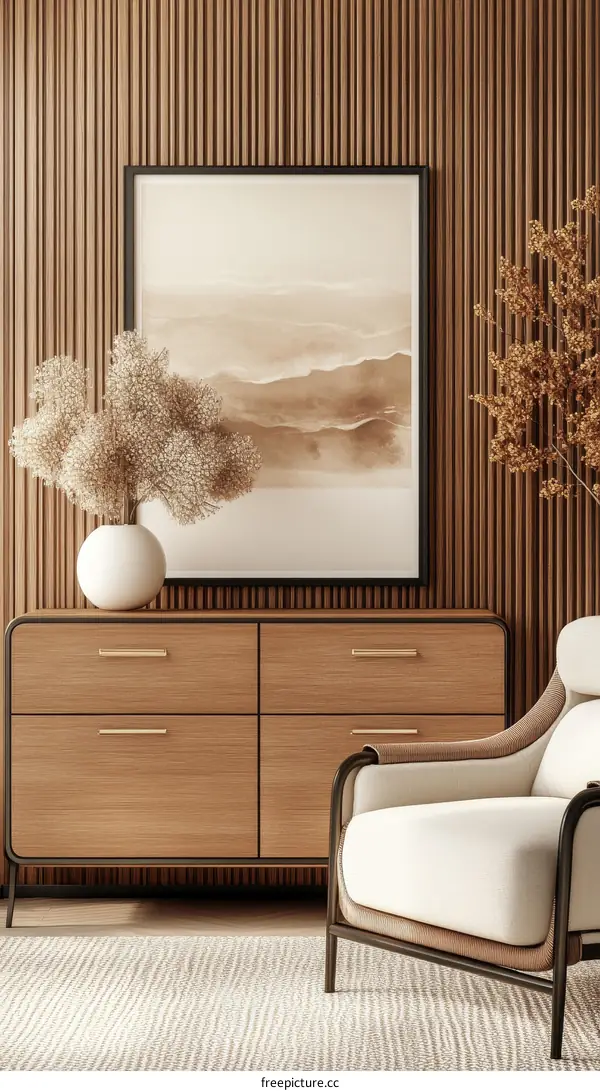 Modern Beige Interior Design with Artwork