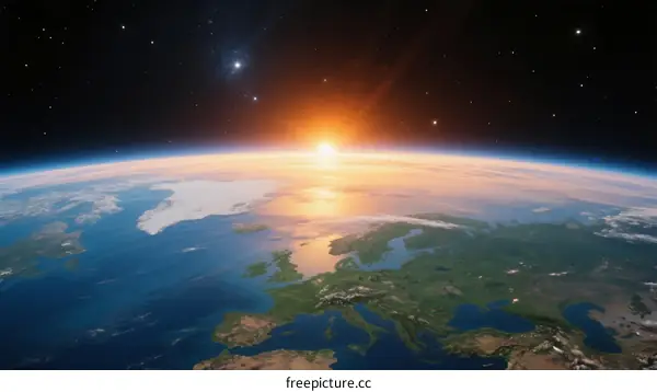Sunrise Over Earth: A Majestic View from Space