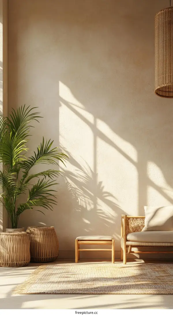 Beige Living Room Interior Design with Natural Light