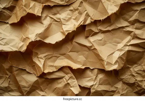 Close-up of brown crumpled paper texture background