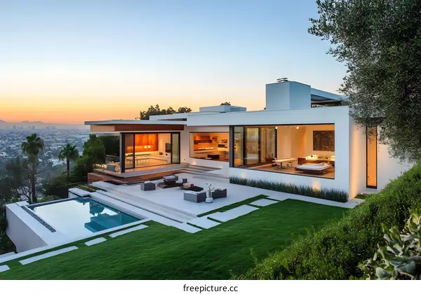 Modern Architecture Home with Pool and Garden