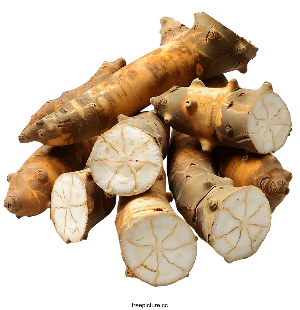 [Transparent Background PNG]Fresh Yam Bean Roots on White Background