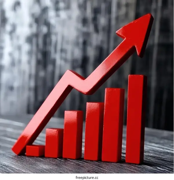 Red Growth Chart Illustration on Wooden Table