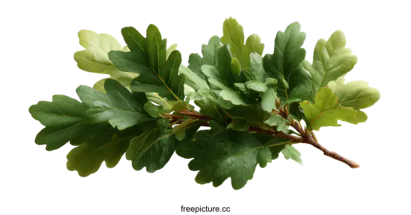 [Transparent Background PNG]Fresh Oak Leaves on a Branch