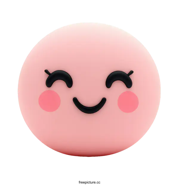 [Transparent Background PNG]Cute Smiling Pink Emoji Illustration