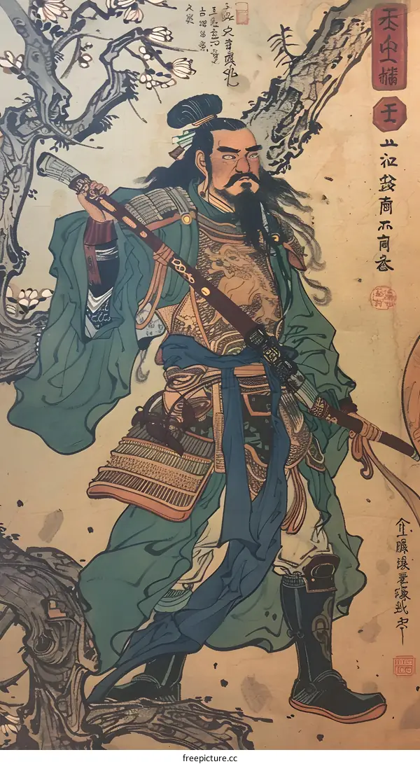 Japanese Samurai Warrior Painting Illustration