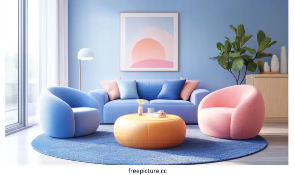 Modern Living Room Interior Design Illustration