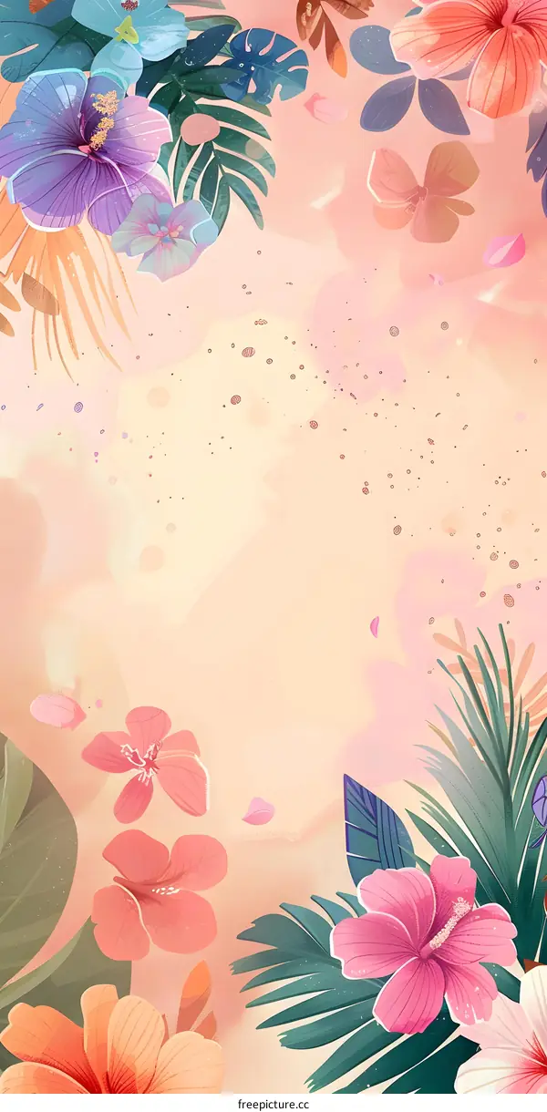 Tropical Floral Watercolor Background Design