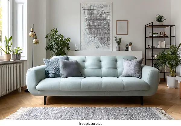 Modern Living Room with Light Green Sofa