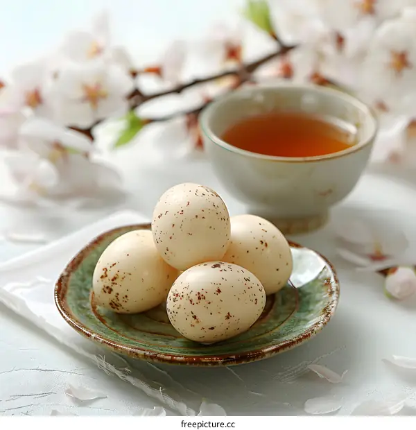 Easter eggs and spring blossoms