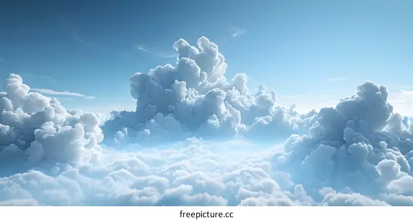 Blue Sky with Beautiful Fluffy Clouds