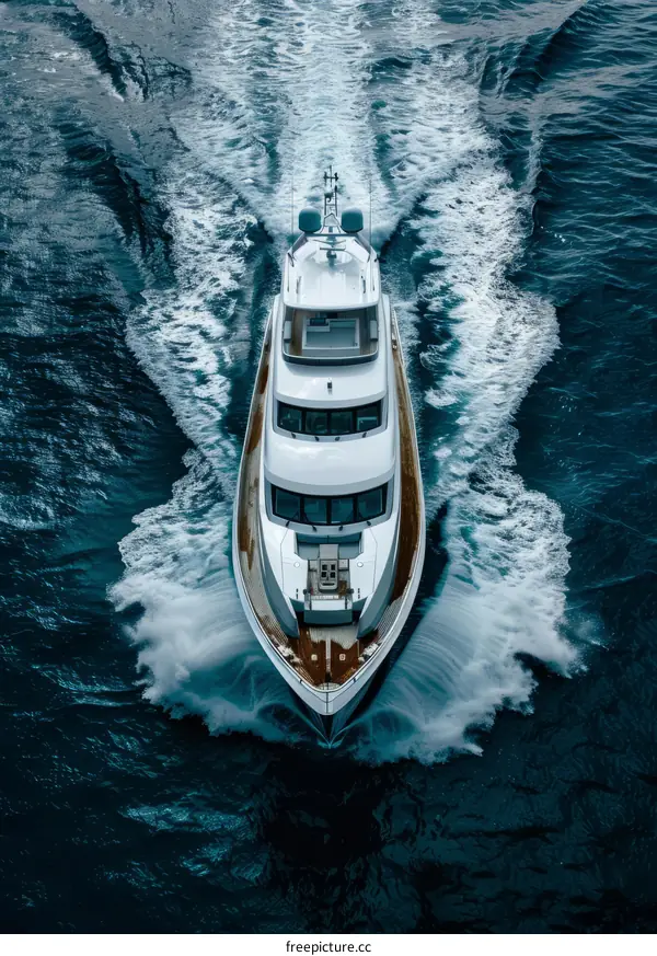 Luxury Yacht Cutting Through the Waves