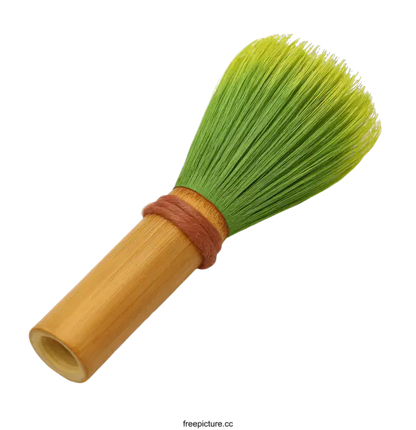 [Transparent Background PNG]Bamboo Brush with Vibrant Green Bristles