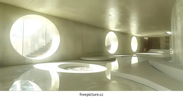 Round openings in a curved concrete wall