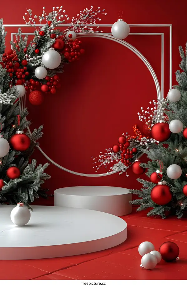 Christmas Holiday Background Red and White Decoration