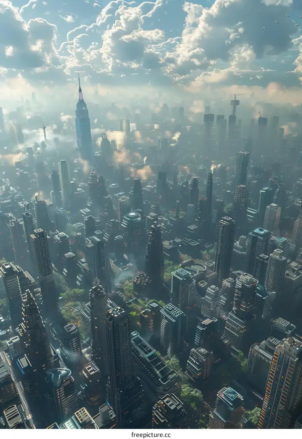 Futuristic Cityscape Aerial View